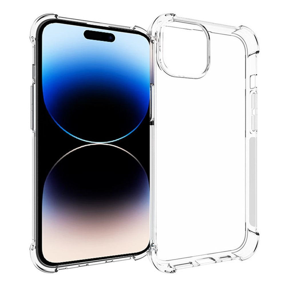 Halkfritt mobilskal för iPhone 15 Plus, fyrhörnigt krockkudde-stötdämpande hörn flexibelt TPU-mobilskal