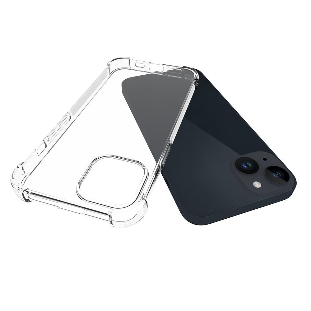 Halkfritt mobilskal för iPhone 15 Plus, fyrhörnigt krockkudde-stötdämpande hörn flexibelt TPU-mobilskal