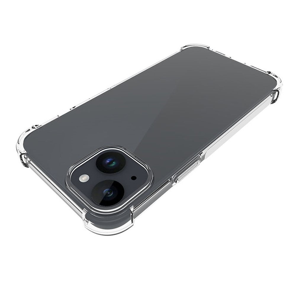 Halkfritt mobilskal för iPhone 15 Plus, fyrhörnigt krockkudde-stötdämpande hörn flexibelt TPU-mobilskal