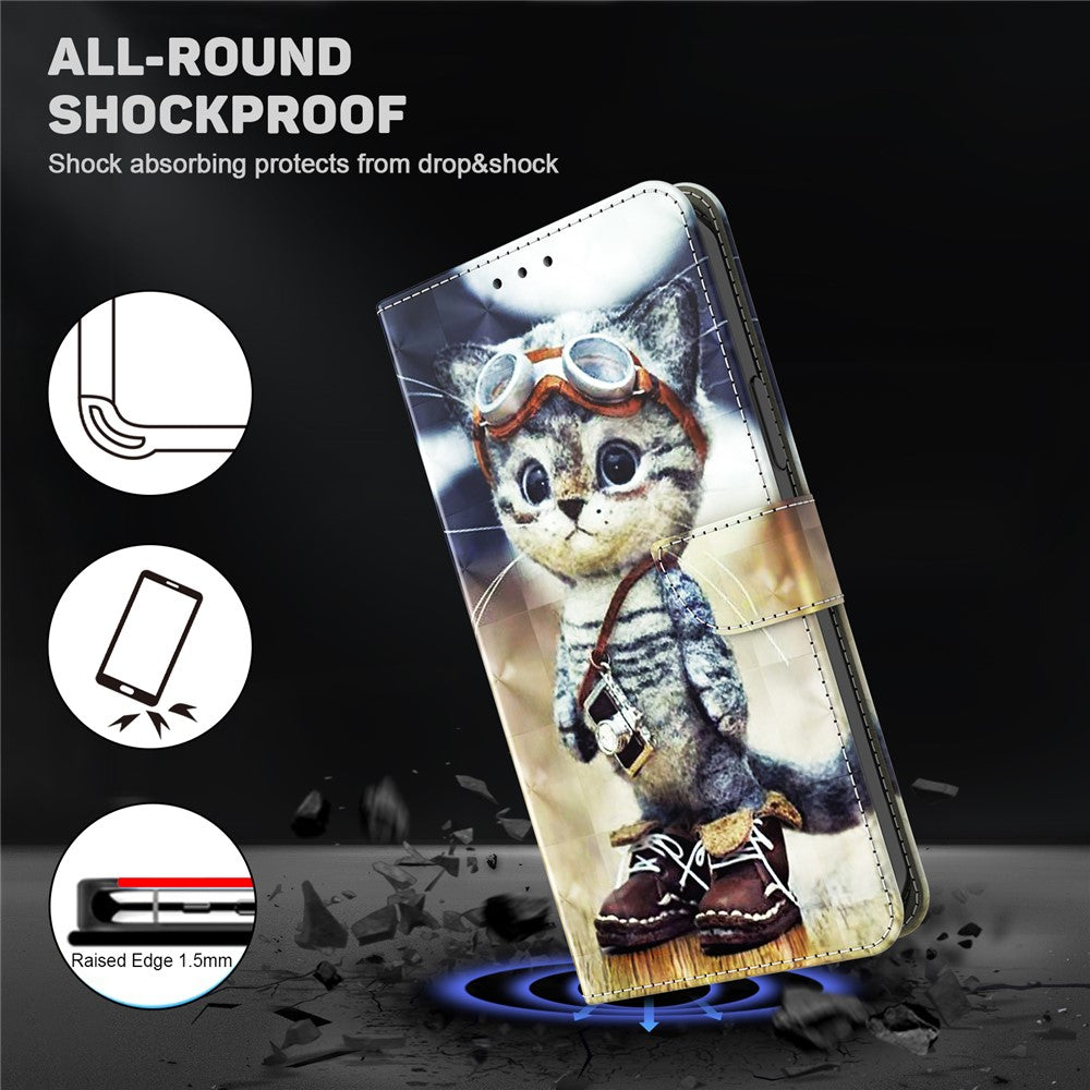 3D Pattern Printing Phone Case for Xiaomi 13 Pro 5G PU Leather Wallet Cover Anti-Drop Phone Shell with Strap