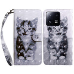 3D Pattern Printing Phone Case for Xiaomi 13 Pro 5G PU Leather Wallet Cover Anti-Drop Phone Shell with Strap
