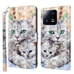3D Pattern Printing Phone Case for Xiaomi 13 Pro 5G PU Leather Wallet Cover Anti-Drop Phone Shell with Strap