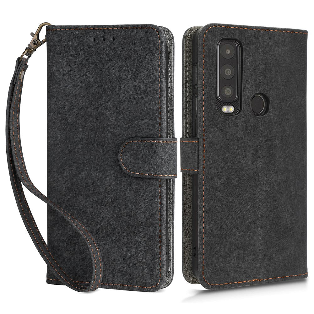 Til Motorola Defy 2 5G / Cat S75 5G Telefon Pung Cover PU Læder RFID Blokerende Stativ Etui med Rem