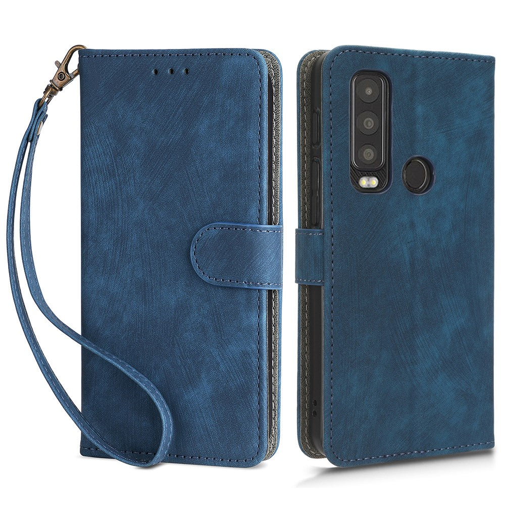 Til Motorola Defy 2 5G / Cat S75 5G Telefon Pung Cover PU Læder RFID Blokerende Stativ Etui med Rem