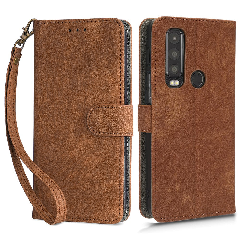 Til Motorola Defy 2 5G / Cat S75 5G Telefon Pung Cover PU Læder RFID Blokerende Stativ Etui med Rem
