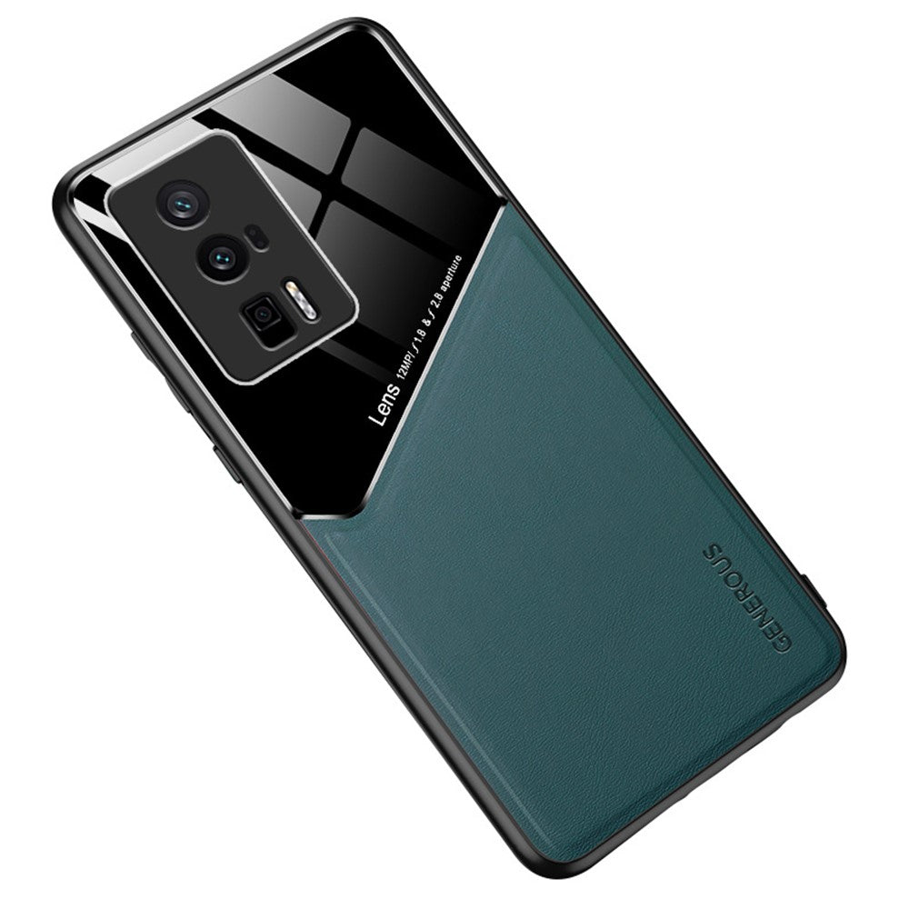 Xiaomi Poco F5 Pro 5G / Redmi K60 Pro 5G / K60 5G Läderbelagd TPU + PC-skal Magnetisk bilhållare mobilskal
