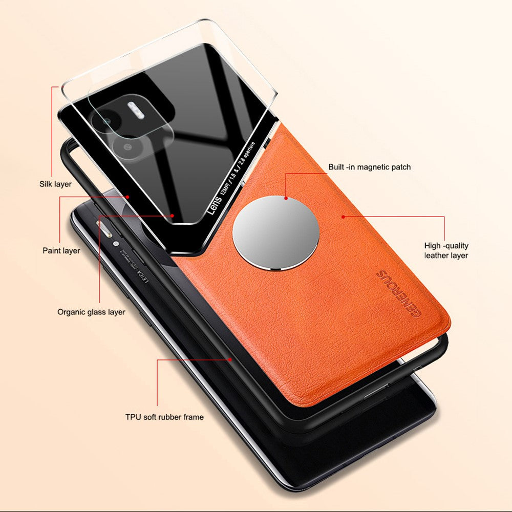 For Xiaomi Redmi A1 4G / A2 4G Magnetic Car Mount Phone Case PU Leather Coated TPU + PC Cover