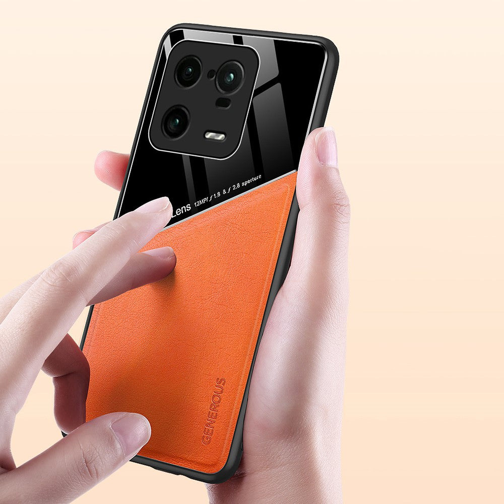 Anti-dorp Slim-skal för Xiaomi 13 Pro 5G TPU PC PU-lädermobilskal med stöd för magnetiskt bilfäste