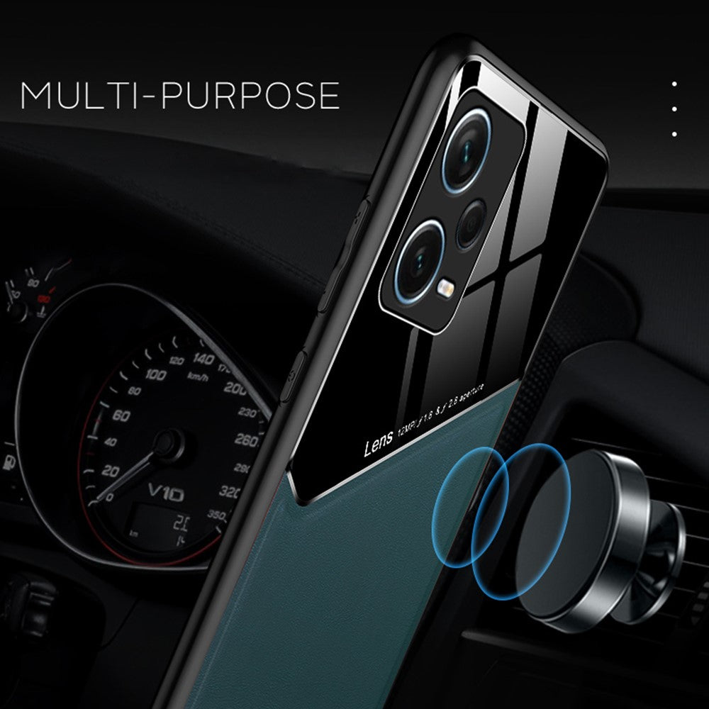 Stötsäkert fodral för Xiaomi Redmi Note 12 Pro+ 5G TPU + PC + PU-läder Slimmat mobilskal med stöd för magnetiskt bilfäste