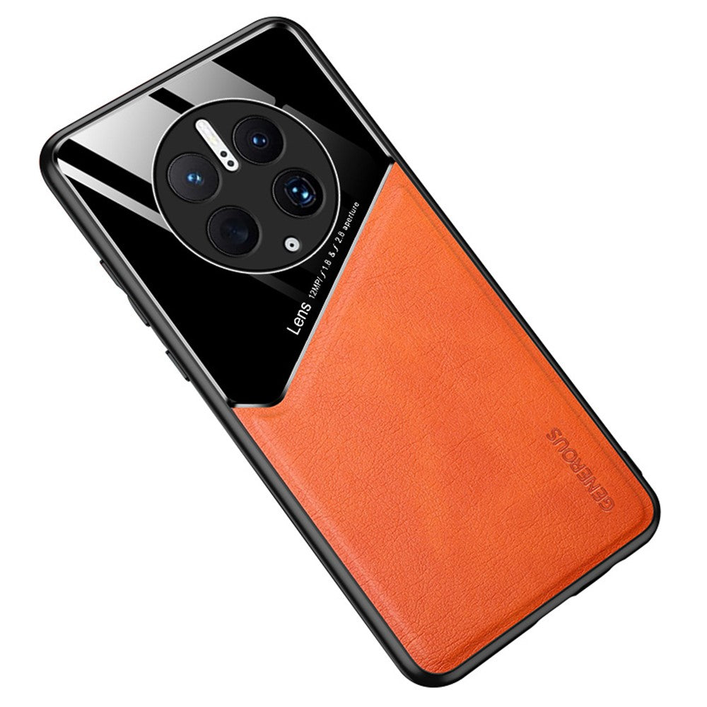 Huawei Mate 50 Pro 4G, fallskyddande mobilskal, TPU + PC + PU-läder, smalt mobilskal, stöd för magnetiskt bilfäste