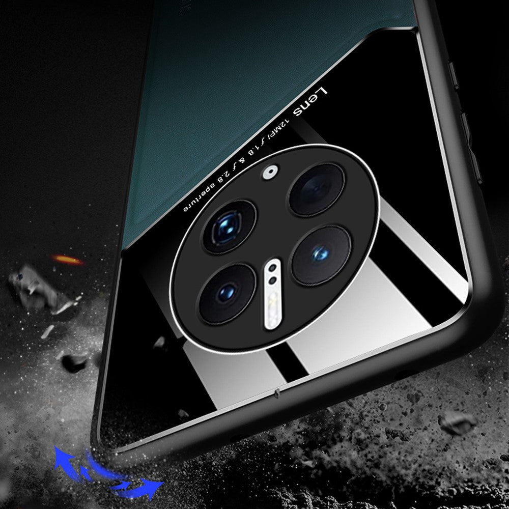 Huawei Mate 50 Pro 4G, fallskyddande mobilskal, TPU + PC + PU-läder, smalt mobilskal, stöd för magnetiskt bilfäste