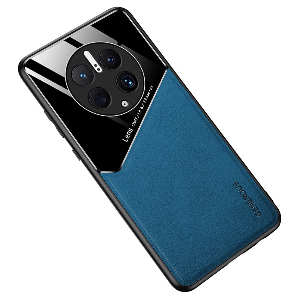 Huawei Mate 50 Pro 4G, fallskyddande mobilskal, TPU + PC + PU-läder, smalt mobilskal, stöd för magnetiskt bilfäste