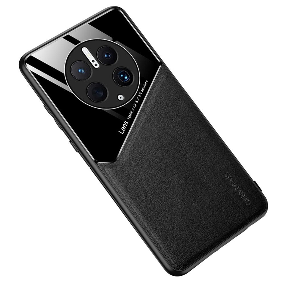 Huawei Mate 50 Pro 4G, fallskyddande mobilskal, TPU + PC + PU-läder, smalt mobilskal, stöd för magnetiskt bilfäste