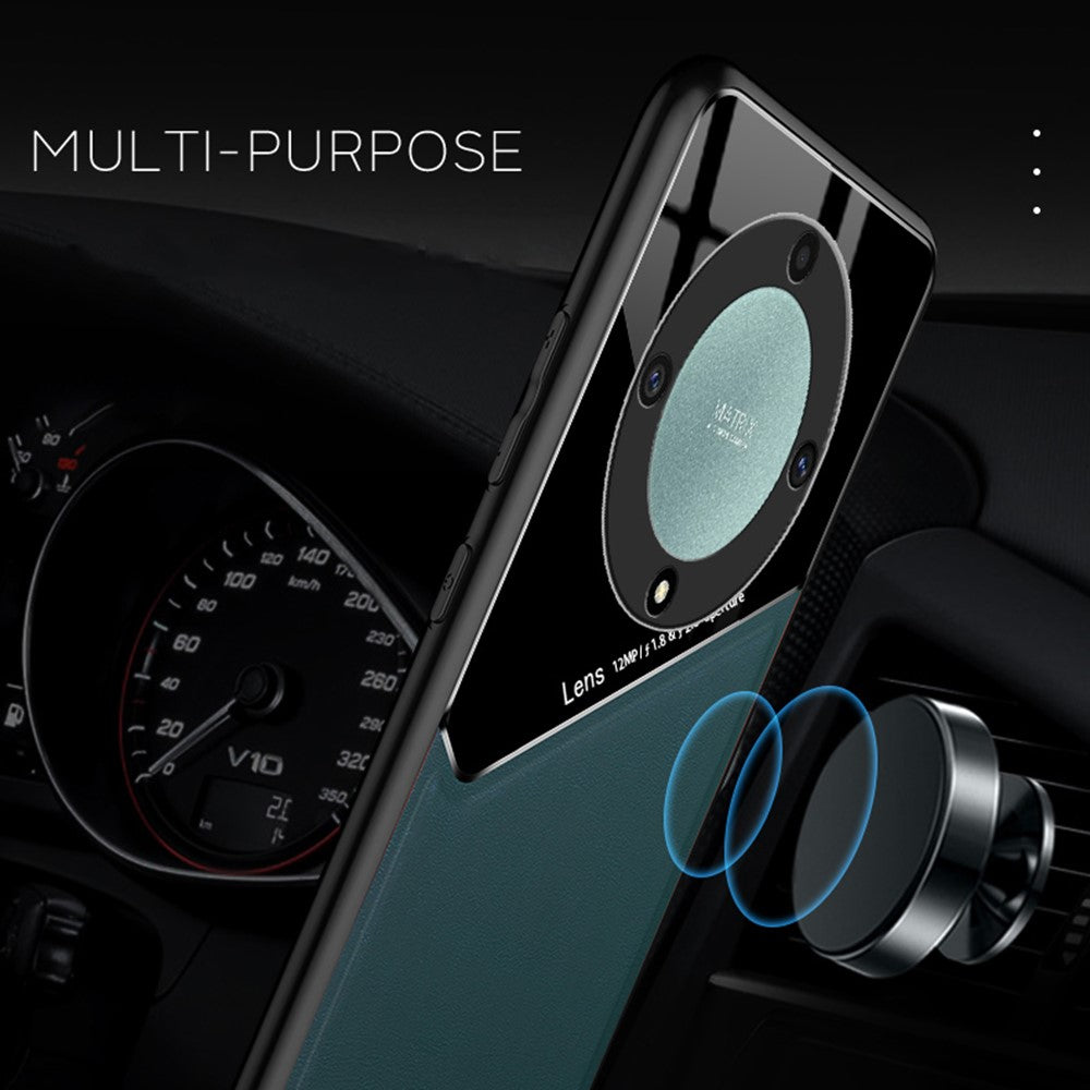 TPU + PC + PU Leather Phone Cover for Honor X9a 5G Slim Phone Case Support Magnetic Car Mount