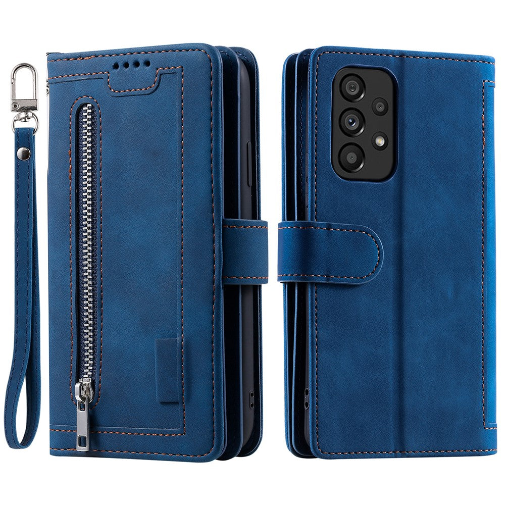 PU Læder Telefoncover til Samsung Galaxy A33 5G, Lynlåslomme 9 Kortlommer Telefoncover