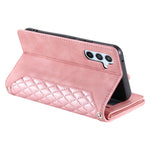 Samsung Galaxy A14 5G / 4G PU-lædercover med præget rombemønster, lynlås og pungcover med rem
