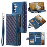 Samsung Galaxy A14 5G / 4G PU-lædercover med præget rombemønster, lynlås og pungcover med rem