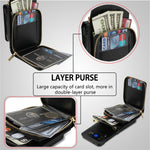 For Samsung Galaxy Z Flip3 5G Zipper Card Bag Phone Case Leather+TPU+PC Cover with Shoulder Strap