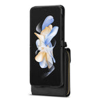 For Samsung Galaxy Z Flip3 5G Zipper Card Bag Phone Case Leather+TPU+PC Cover with Shoulder Strap