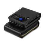 For Samsung Galaxy Z Flip3 5G Zipper Card Bag Phone Case Leather+TPU+PC Cover with Shoulder Strap