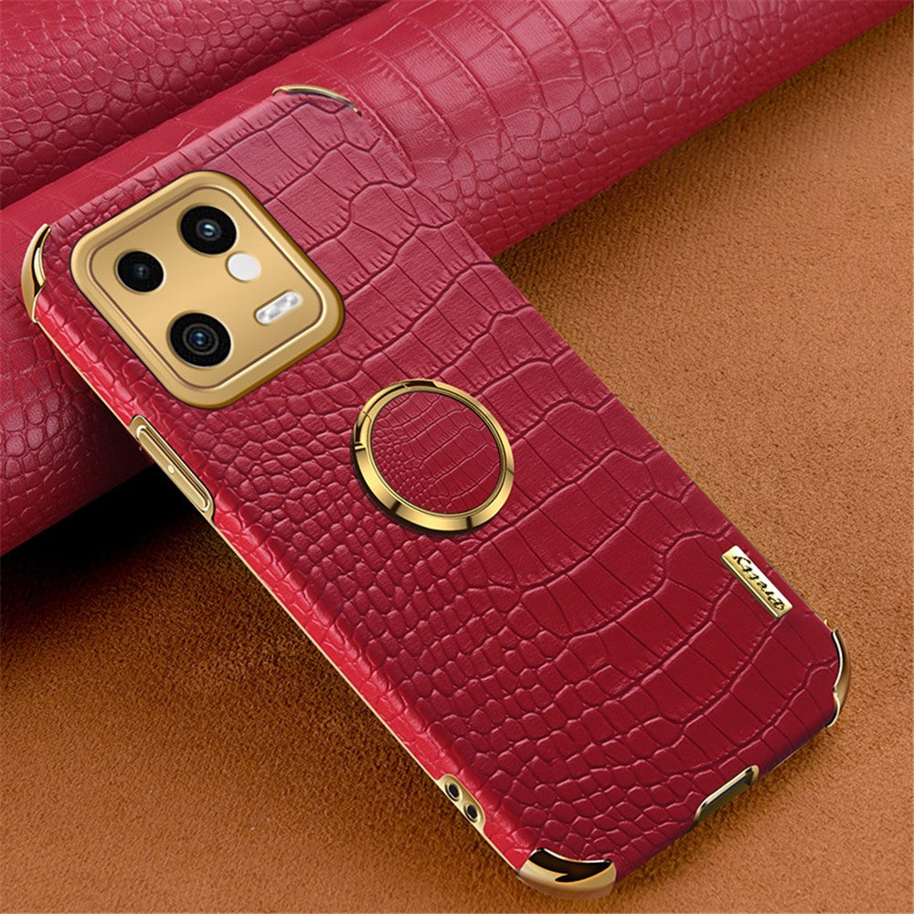 For Xiaomi 13 5G PU Leather + TPU Phone Case 6D Electroplated Crocodile Texture Cover with Kickstand