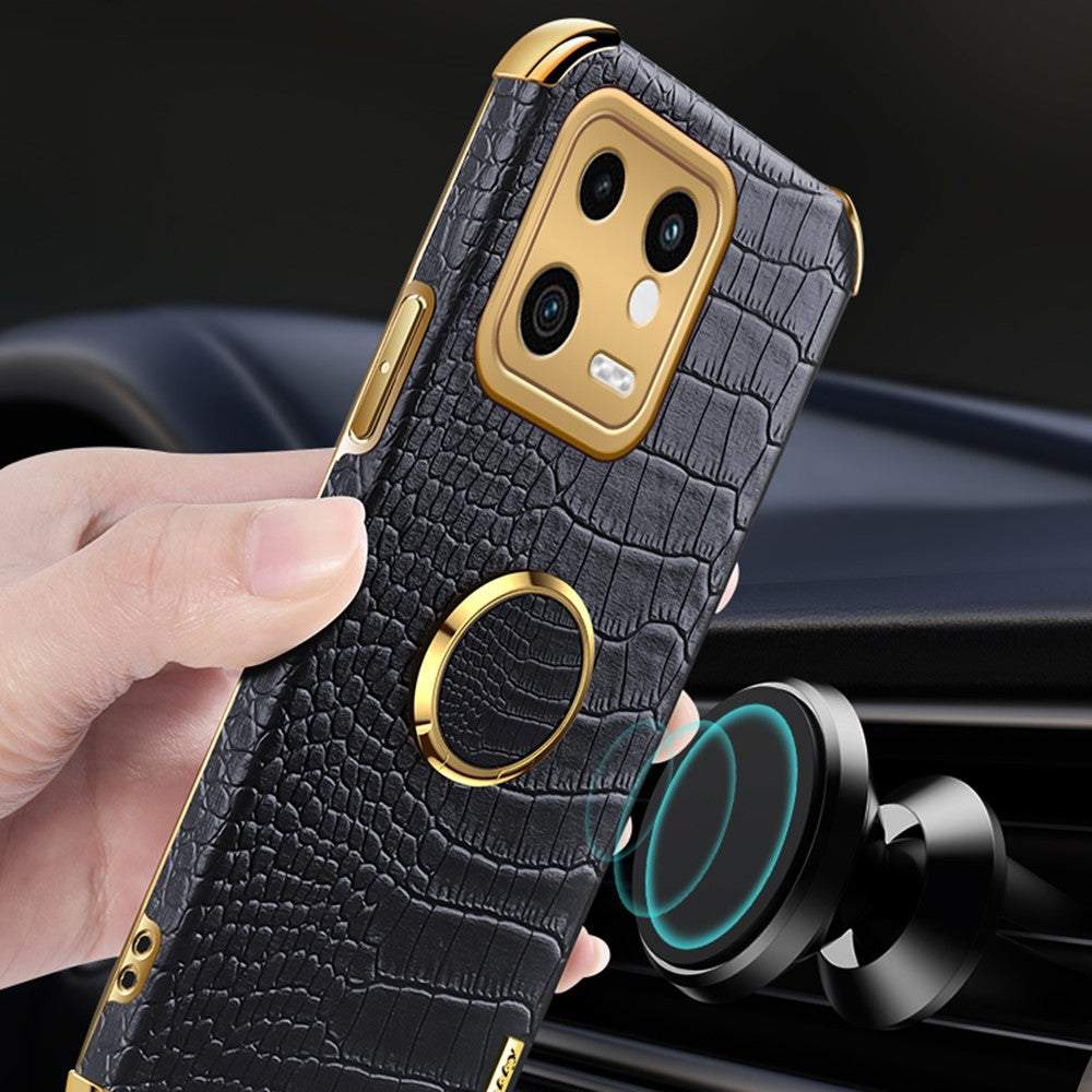 For Xiaomi 13 5G PU Leather + TPU Phone Case 6D Electroplated Crocodile Texture Cover with Kickstand