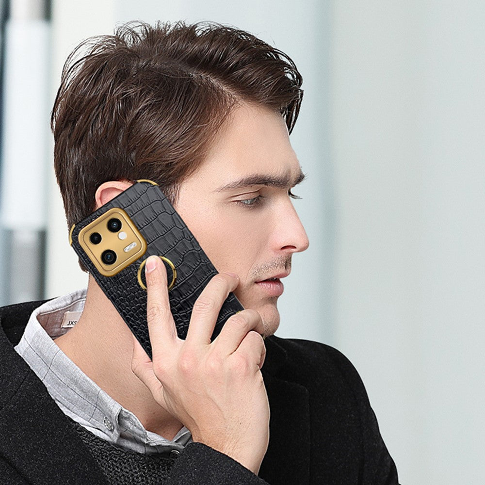 For Xiaomi 13 5G PU Leather + TPU Phone Case 6D Electroplated Crocodile Texture Cover with Kickstand