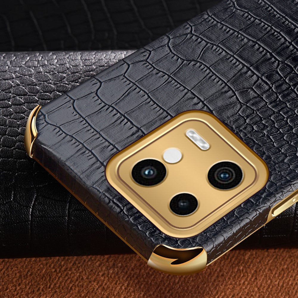 For Xiaomi 13 5G PU Leather + TPU Phone Case 6D Electroplated Crocodile Texture Cover with Kickstand