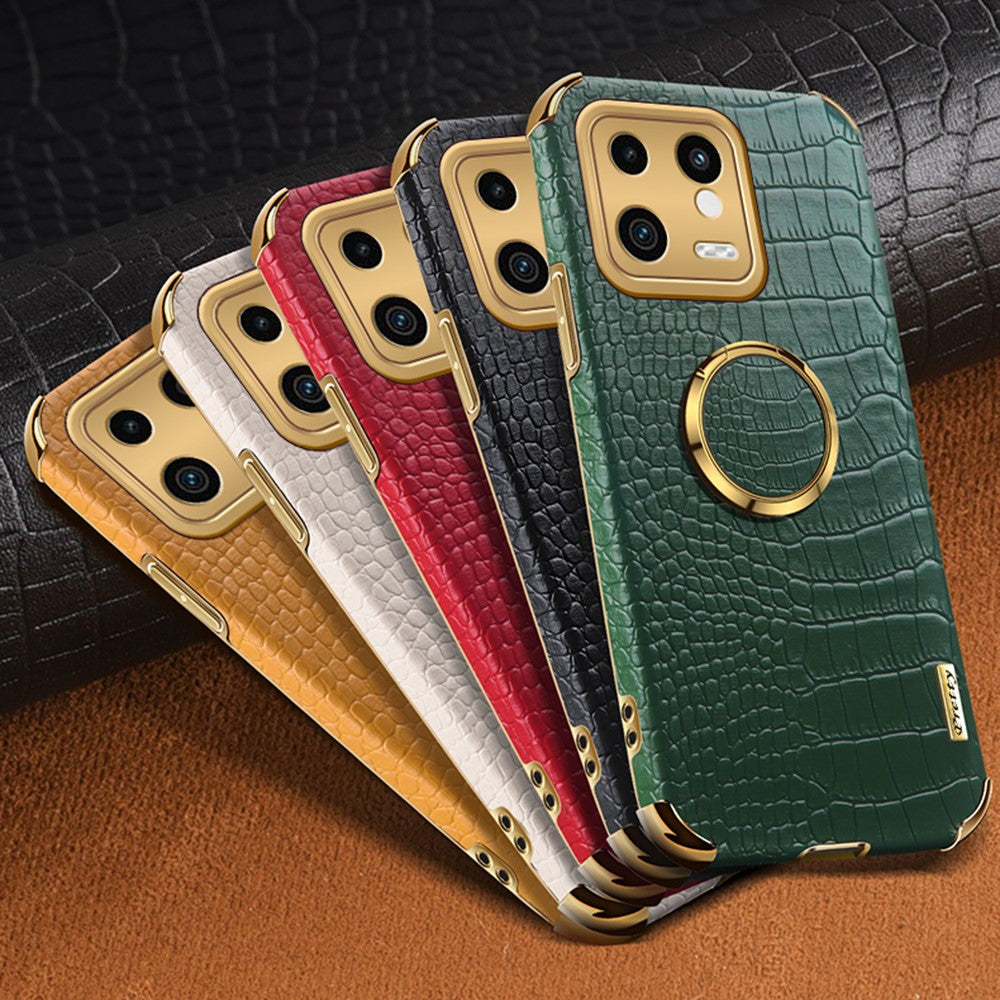 For Xiaomi 13 5G PU Leather + TPU Phone Case 6D Electroplated Crocodile Texture Cover with Kickstand