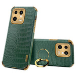 For Xiaomi 13 5G PU Leather + TPU Phone Case 6D Electroplated Crocodile Texture Cover with Kickstand