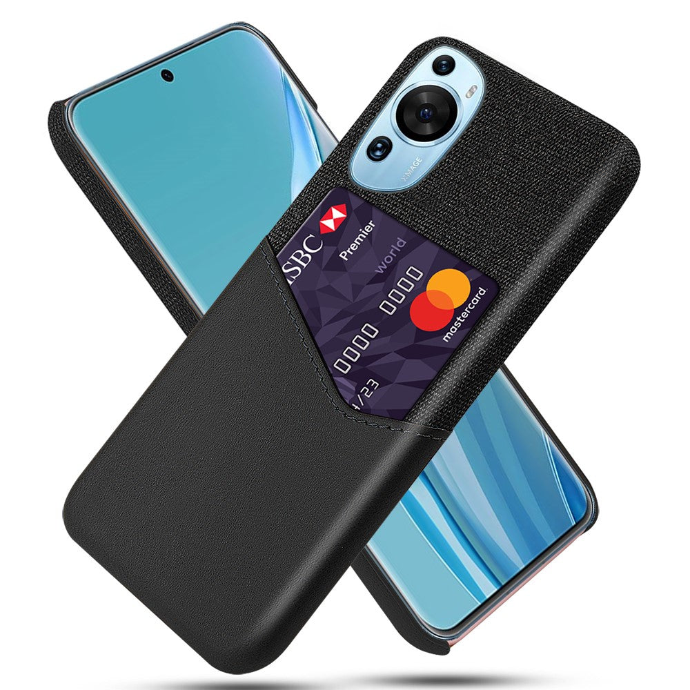 Huawei P60 Art Cloth Texture Card Holder Phone Case Läderbelagt Hårt PC-fodral
