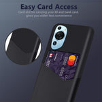 Huawei P60 Art Cloth Texture Card Holder Phone Case Läderbelagt Hårt PC-fodral