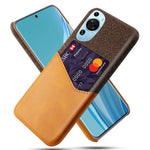 Huawei P60 Art Cloth Texture Card Holder Phone Case Läderbelagt Hårt PC-fodral