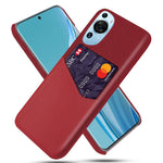 Huawei P60 Art Cloth Texture Card Holder Phone Case Läderbelagt Hårt PC-fodral