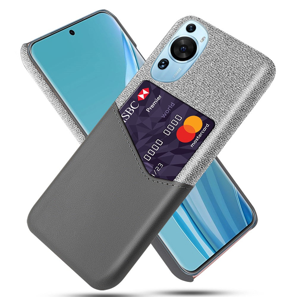 Huawei P60 Art Cloth Texture Card Holder Phone Case Läderbelagt Hårt PC-fodral