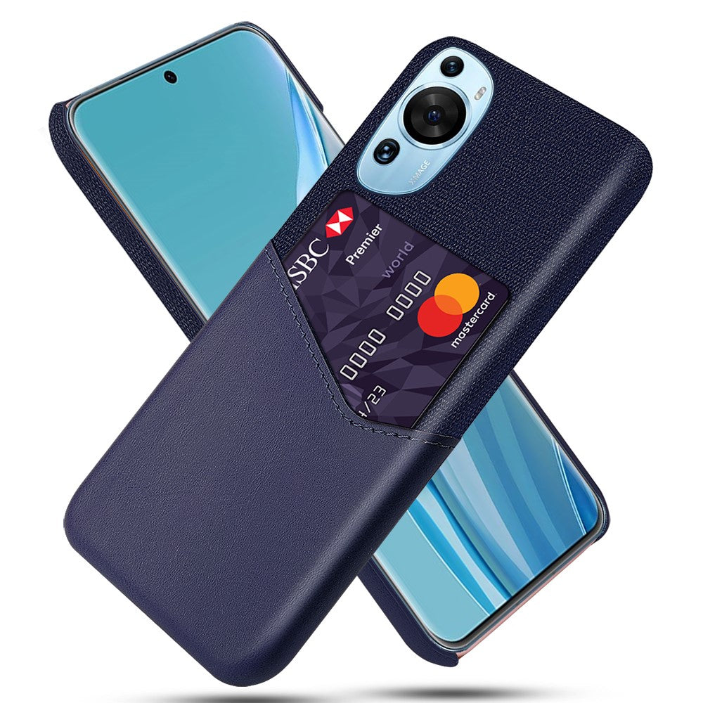 Huawei P60 Art Cloth Texture Card Holder Phone Case Läderbelagt Hårt PC-fodral