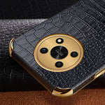 For Honor X30 5G Crocodile Texture Kickstand Cover PU Leather Coated TPU 6D Electroplating Phone Case