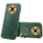 For Honor X30 5G Crocodile Texture Kickstand Cover PU Leather Coated TPU 6D Electroplating Phone Case