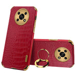 For Honor X30 5G Crocodile Texture Kickstand Cover PU Leather Coated TPU 6D Electroplating Phone Case