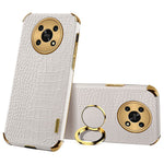 For Honor X30 5G Crocodile Texture Kickstand Cover PU Leather Coated TPU 6D Electroplating Phone Case