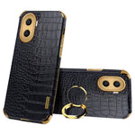 For Honor X40i 5G Ring Kickstand 6D Electroplated Case Precise Cutout Crocodile Texture Leather Coated TPU Cover