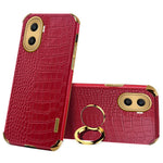 For Honor X40i 5G Ring Kickstand 6D Electroplated Case Precise Cutout Crocodile Texture Leather Coated TPU Cover