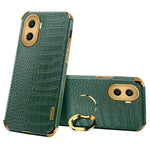 For Honor X40i 5G Ring Kickstand 6D Electroplated Case Precise Cutout Crocodile Texture Leather Coated TPU Cover