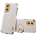 For Honor X40i 5G Ring Kickstand 6D Electroplated Case Precise Cutout Crocodile Texture Leather Coated TPU Cover
