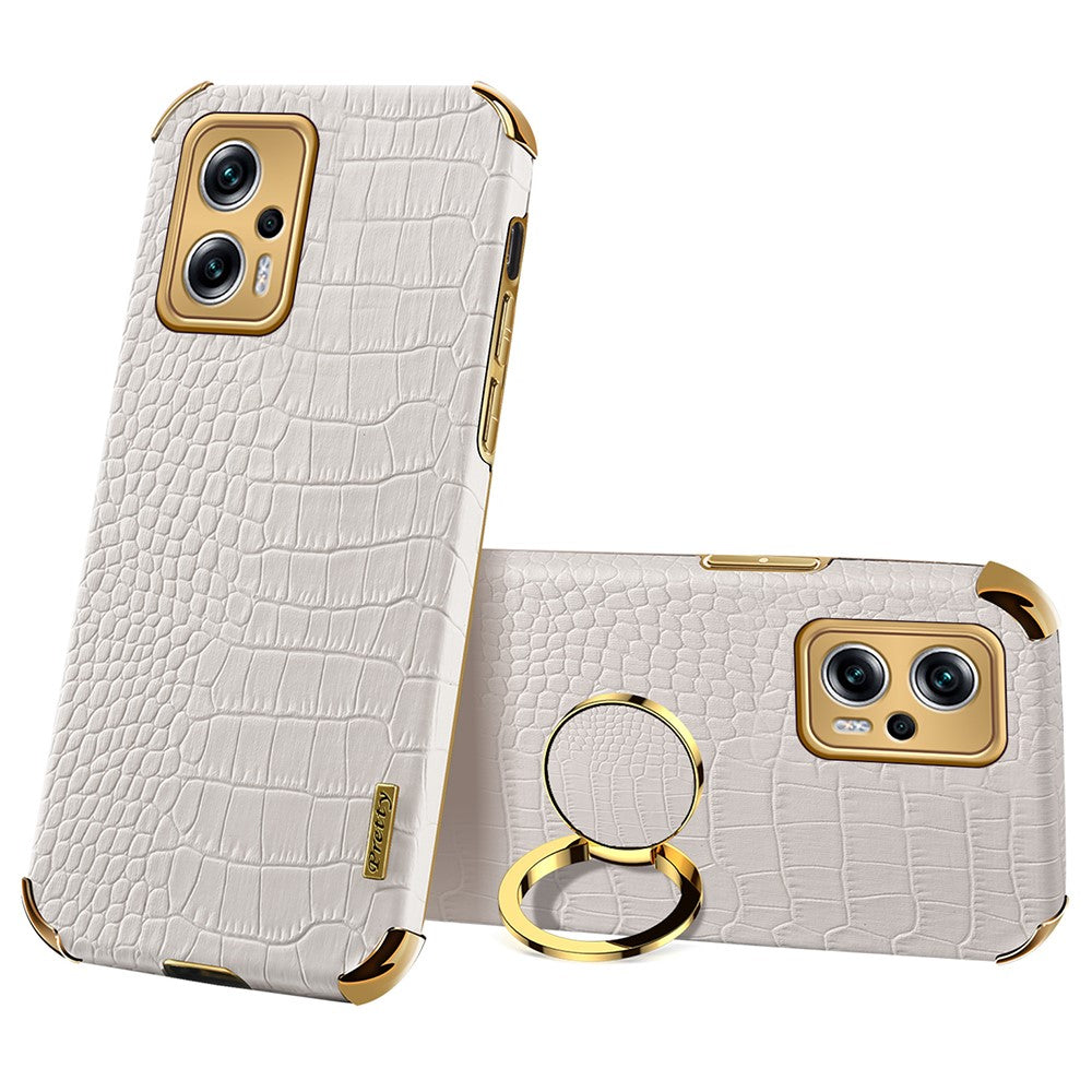 For Xiaomi Redmi Note 11T Pro 5G / Note 11T Pro+ 5G / Poco X4 GT 5G / Redmi K50i 5G Ring Kickstand Electroplating Phone Case PU Leather Coated TPU Cover