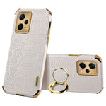 For Xiaomi Redmi Note 12 Pro+ 5G Leather Coated TPU Case Crocodile Texture Electroplated Phone Cover with Ring Kickstand