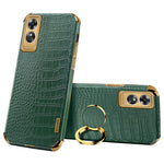 For Oppo A17 4G Ring Kickstand Phone Case Precise Cutout Leather Coated TPU Electroplated Cover