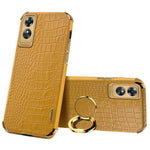 For Oppo A17 4G Ring Kickstand Phone Case Precise Cutout Leather Coated TPU Electroplated Cover