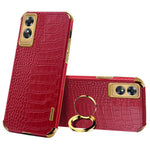 For Oppo A17 4G Ring Kickstand Phone Case Precise Cutout Leather Coated TPU Electroplated Cover