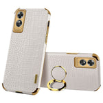For Oppo A17 4G Ring Kickstand Phone Case Precise Cutout Leather Coated TPU Electroplated Cover
